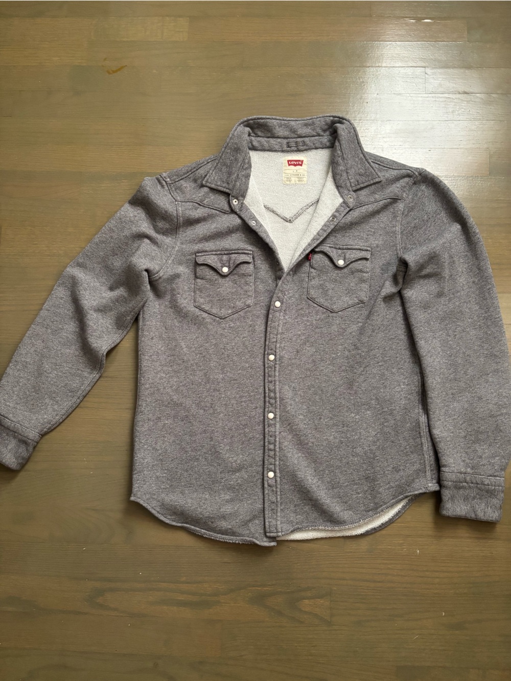 Levi's Gray Button-Up Fleece Shirt Jacket